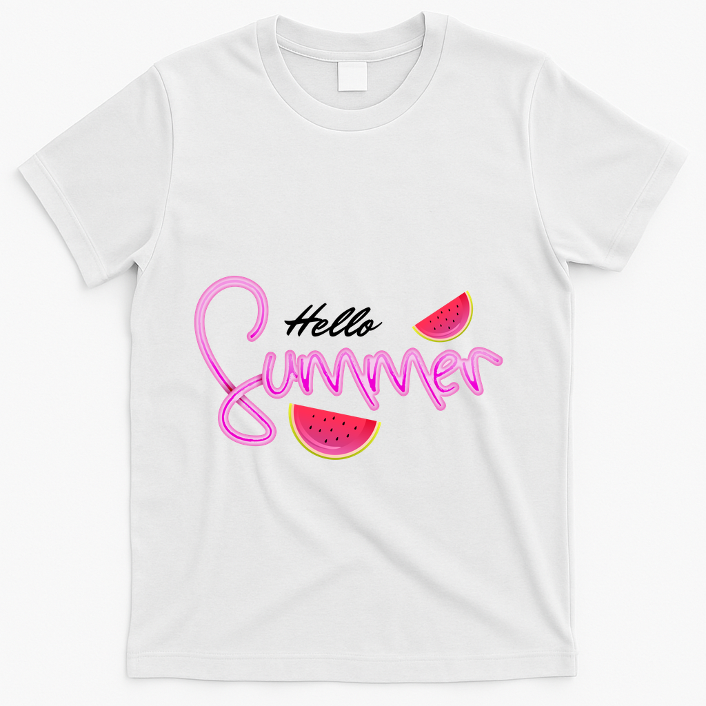 Hello Summer Watermelon Retro T-Shirt - White