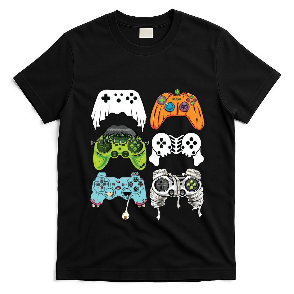 Halloween Skeleton Zombie Gaming Controllers Mummy Game Boy T-Shirt