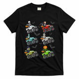 Halloween Skeleton Zombie Riding Monster Truck Vampire T-Shirt - Black