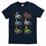 Halloween Skeleton Zombie Riding Monster Truck Vampire T-Shirt - Navy Blue