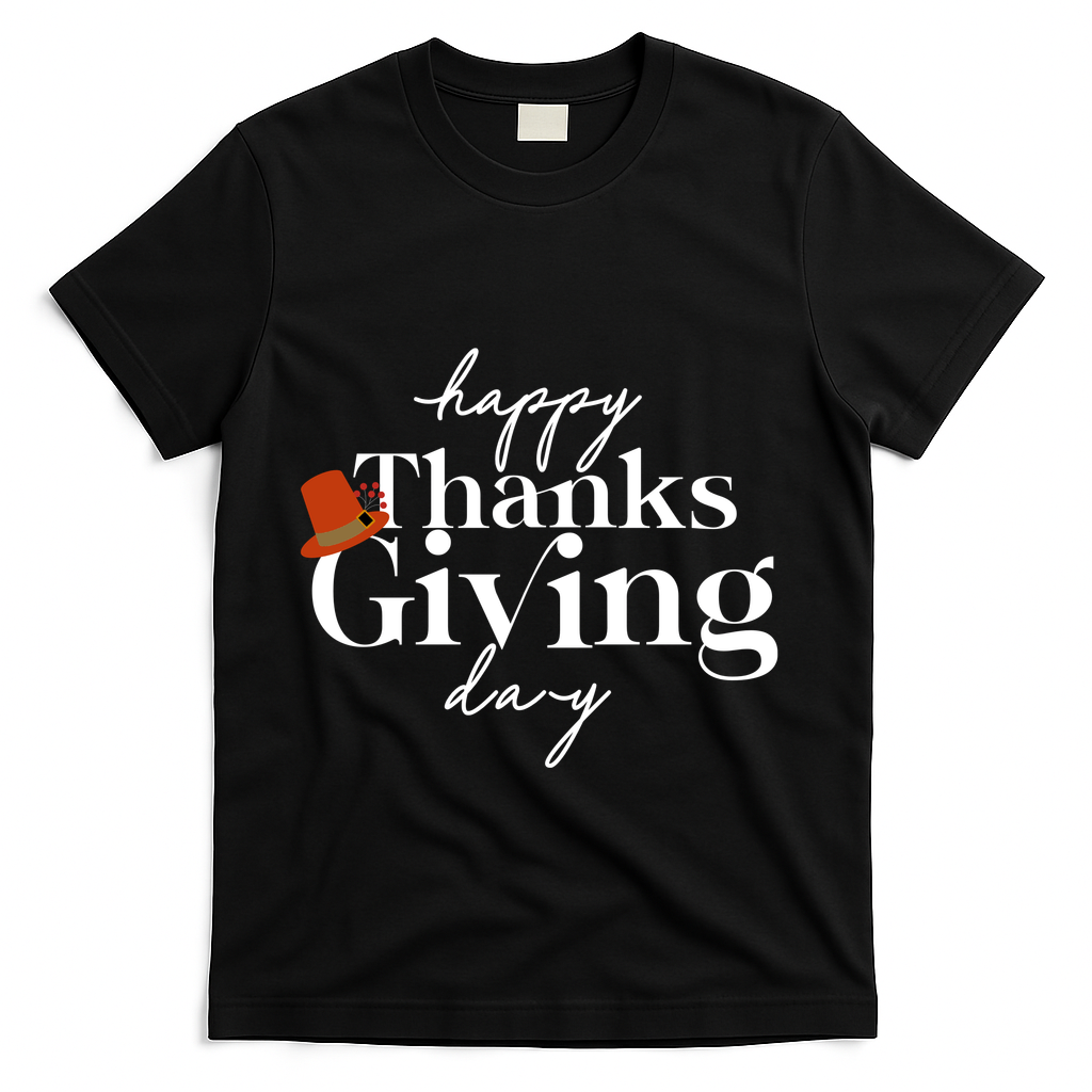 Happy Thanksgiving Day T-Shirt - Black