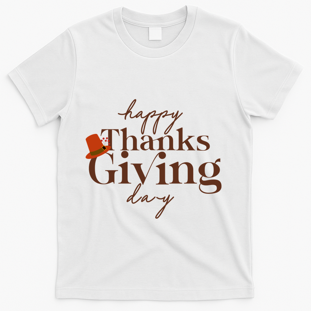 Happy Thanksgiving Day T-Shirt - White