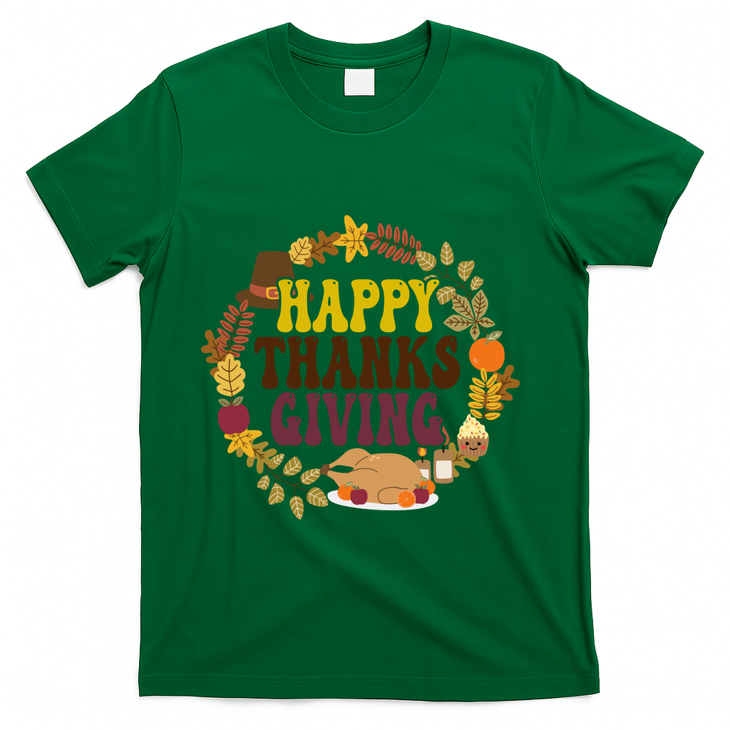 Happy Thanksgiving Fall Holiday T-Shirt - Green