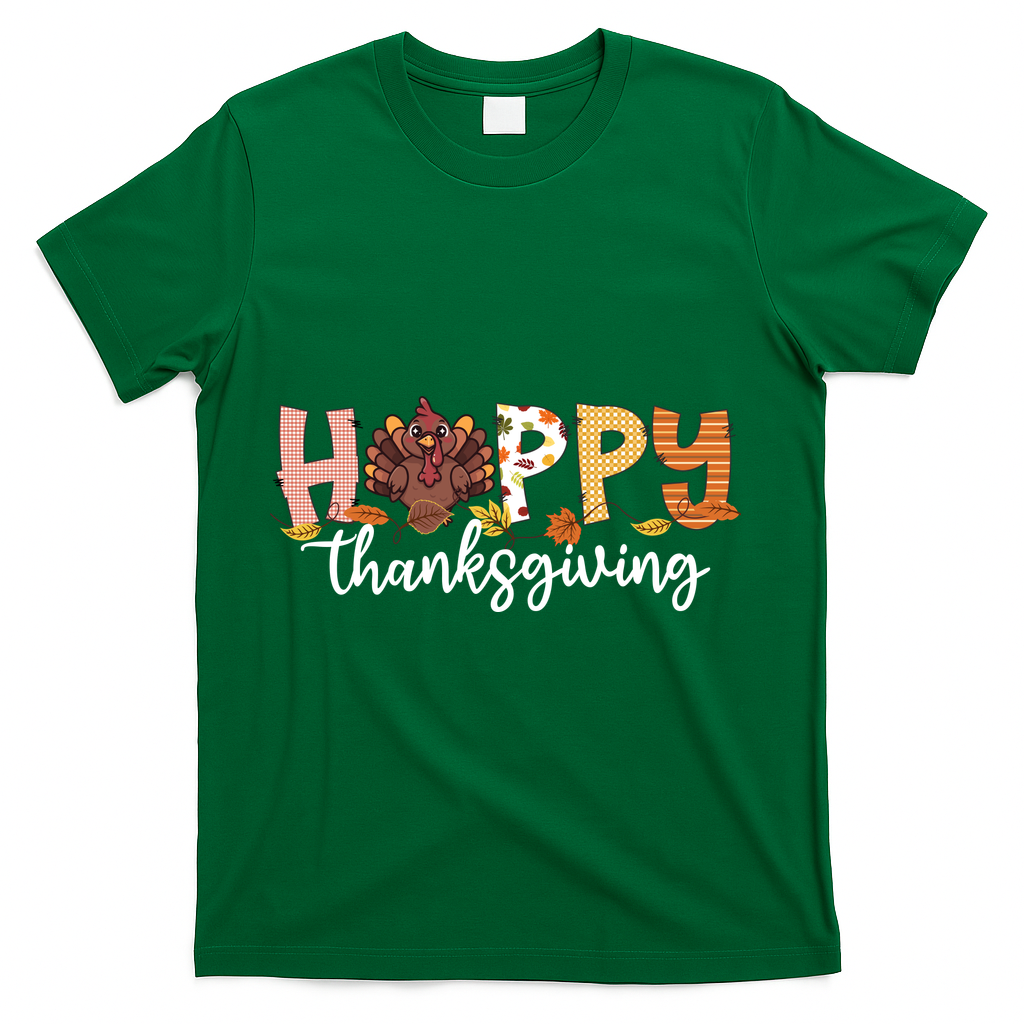 Happy Thanksgiving Fall Turkey T-Shirt - Green