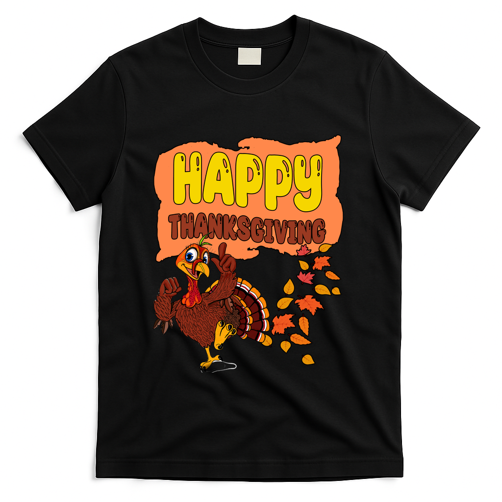 Happy Thanksgiving Festive Fun Holiday T-Shirt - Black