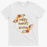 Happy Thanksgiving Fall Leaves Holiday Gift T-Shirt - White