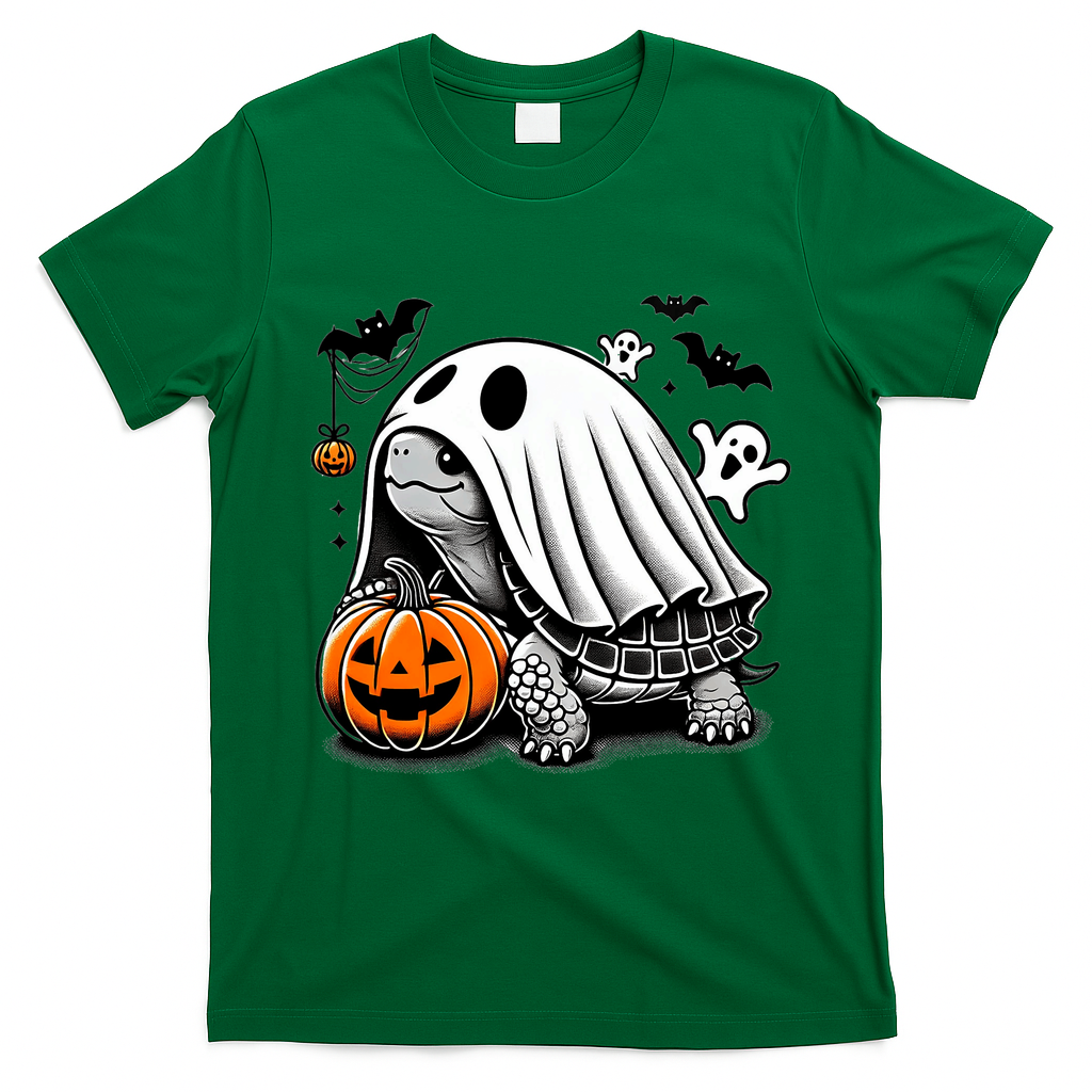 Halloween Turtle Ghost Pumpkin Costume Terrapin Tortoise T-Shirt - Irish Green