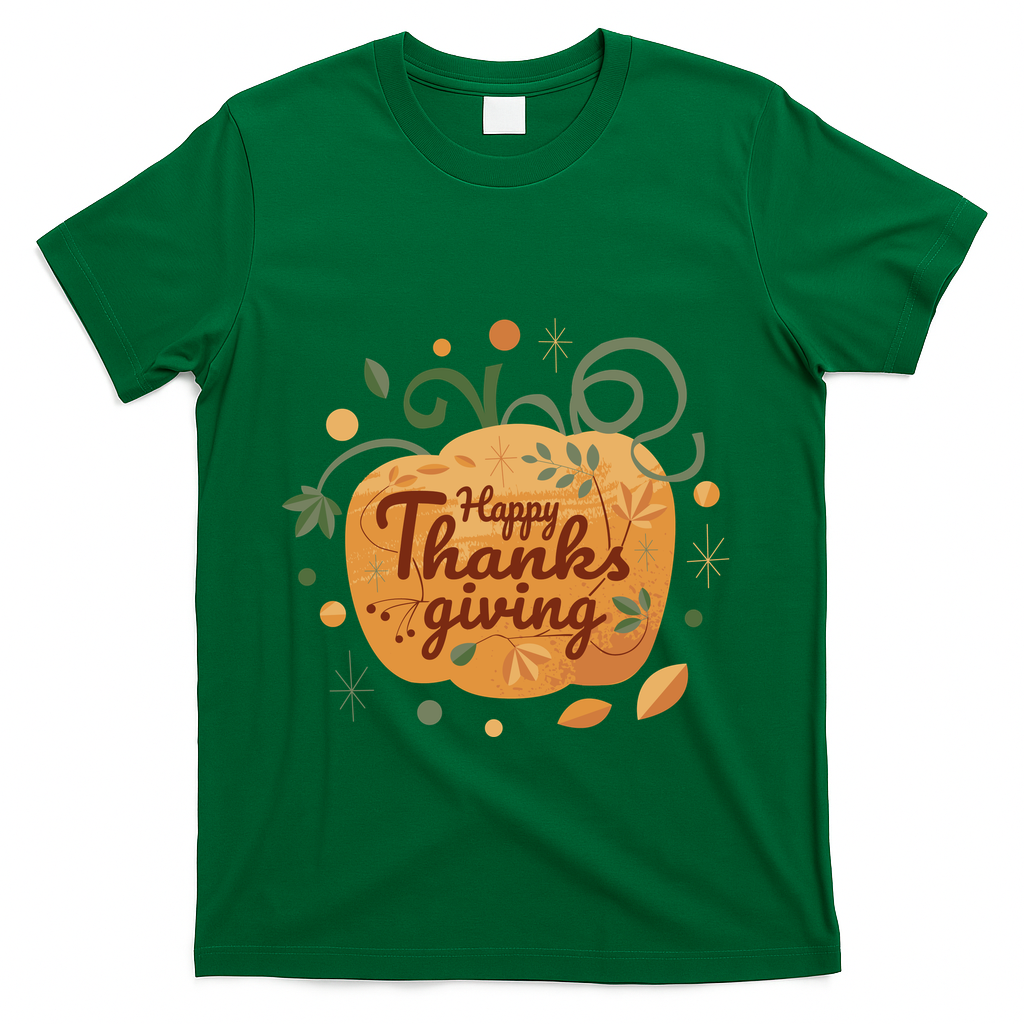 Happy Thanksgiving Holiday Pumpkin Autumn T-Shirt - Green