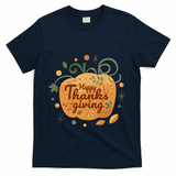 Happy Thanksgiving Holiday Pumpkin Autumn T-Shirt - Navy