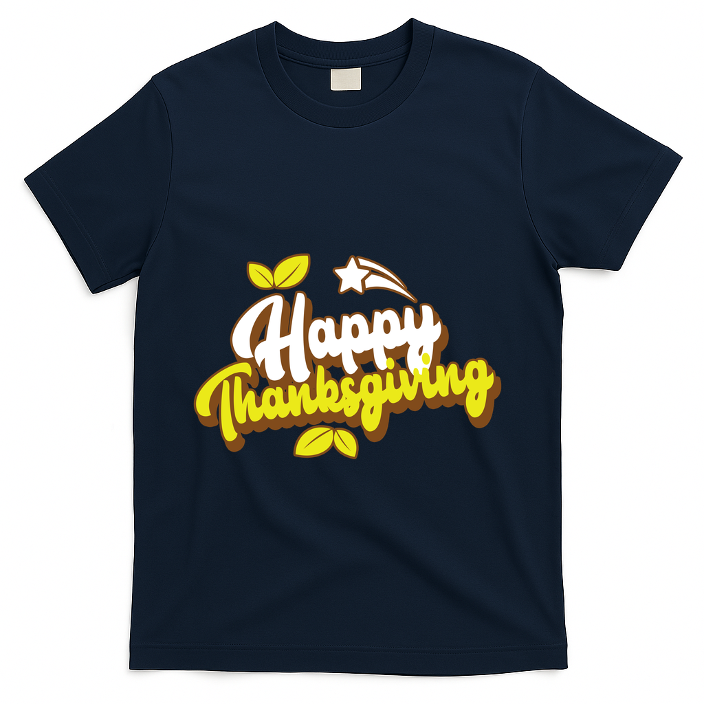 Happy Thanksgiving Holiday Cute T-Shirt - Navy