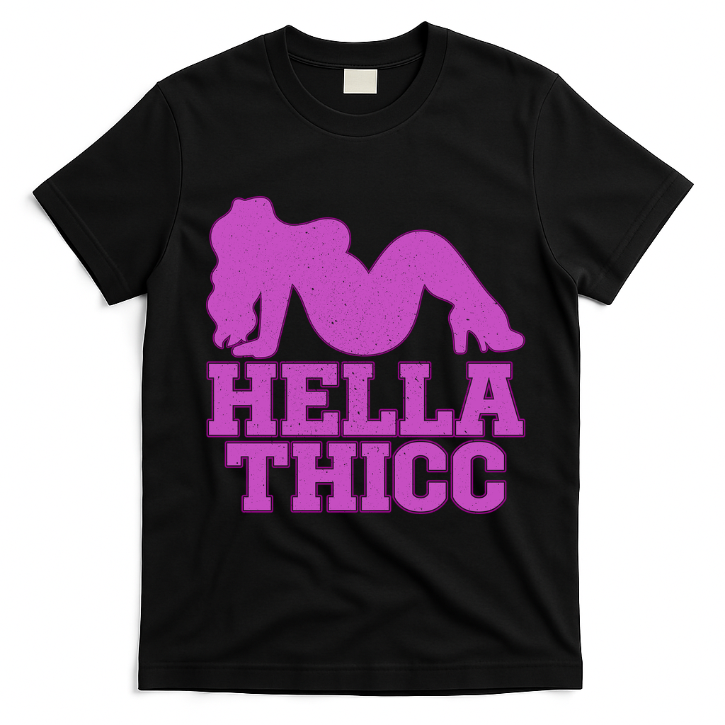 Hella Thicc Silhouette Graphic for Bold Fashion Lovers T-Shirt - Black