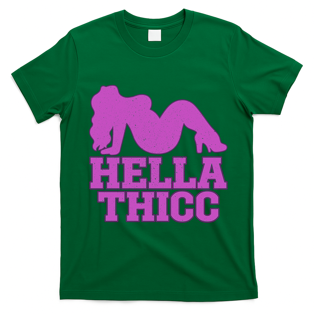 Hella Thicc Silhouette Graphic for Bold Fashion Lovers T-Shirt - Irish Green