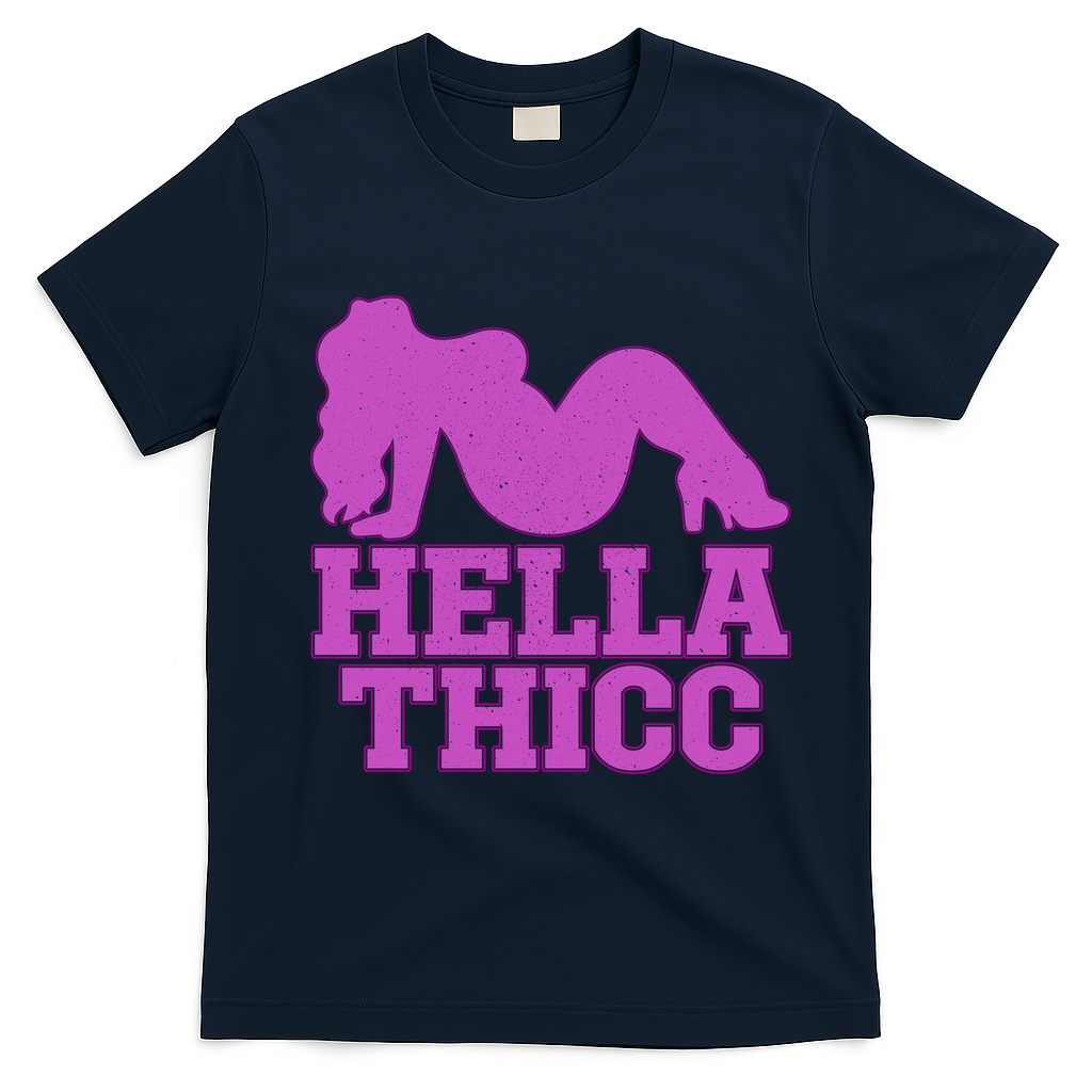 Hella Thicc Silhouette Graphic for Bold Fashion Lovers T-Shirt - Navy Blue