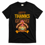 Happy Thanksgiving Turkey Pie Holiday T-Shirt - Black