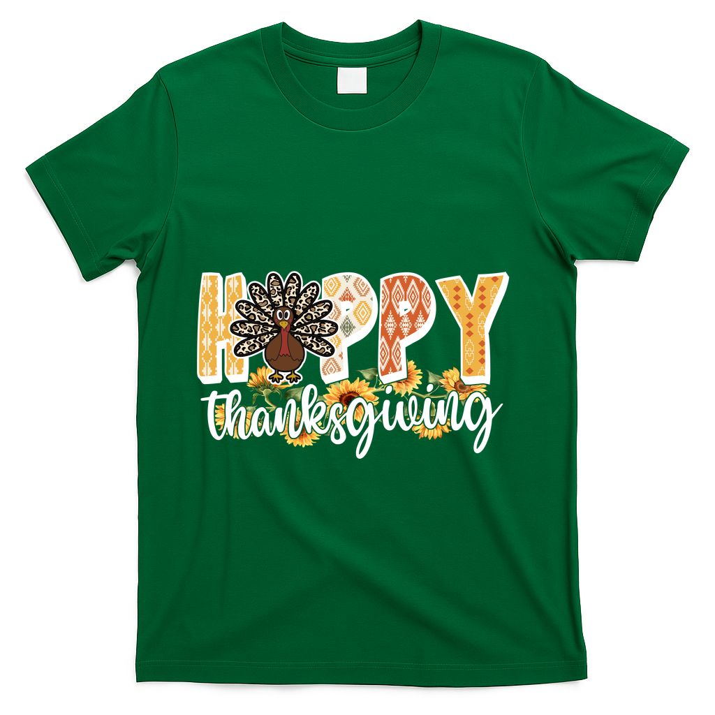 Happy Thanksgiving Turkey Cute Holiday T-Shirt - Green