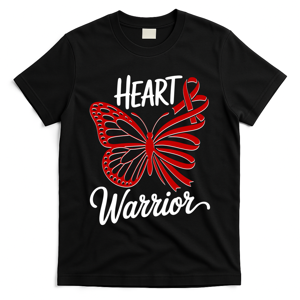 Heart Warrior Red Ribbon Butterfly Heart Health Awareness T-Shirt