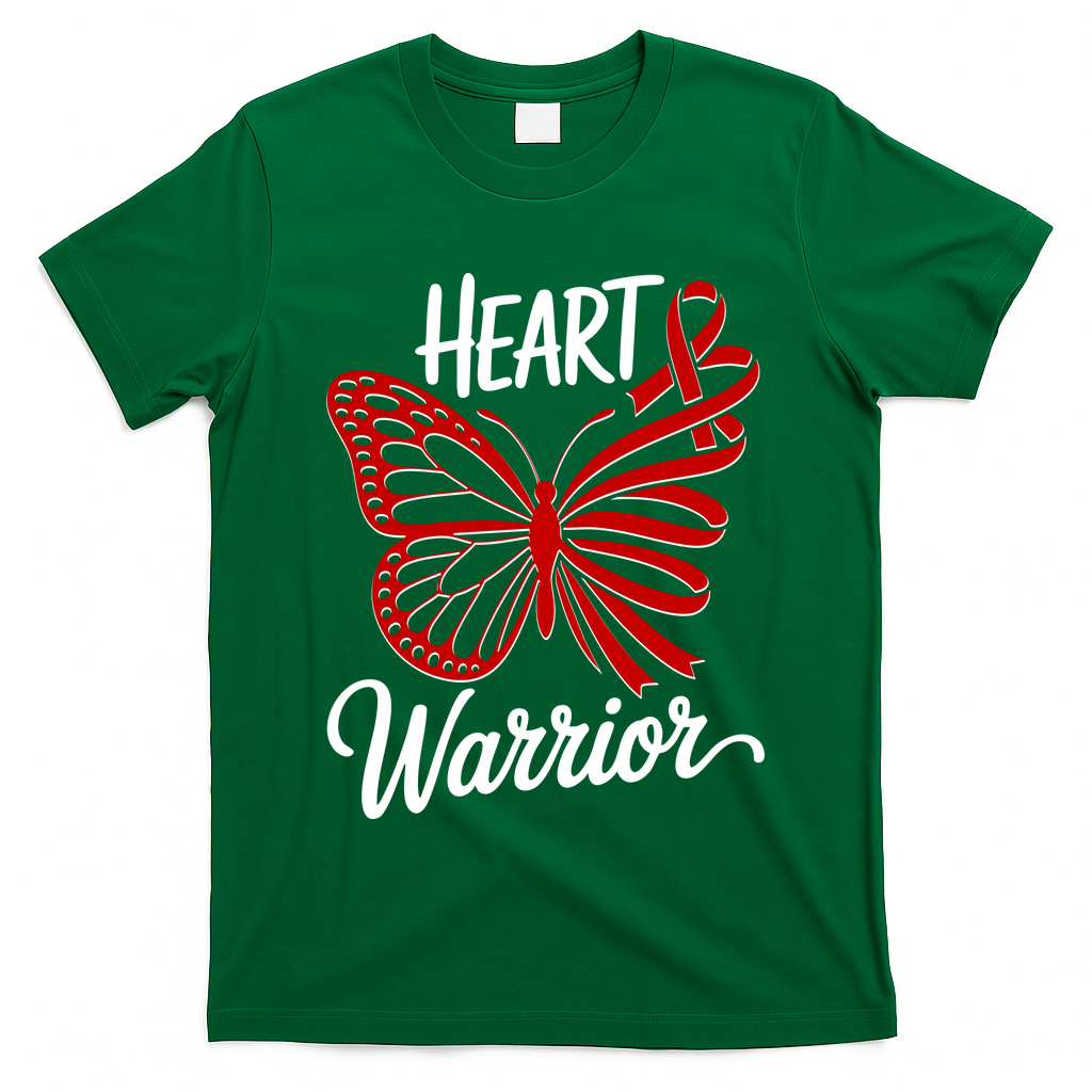 Heart Warrior Red Ribbon Butterfly Heart Health Awareness T-Shirt