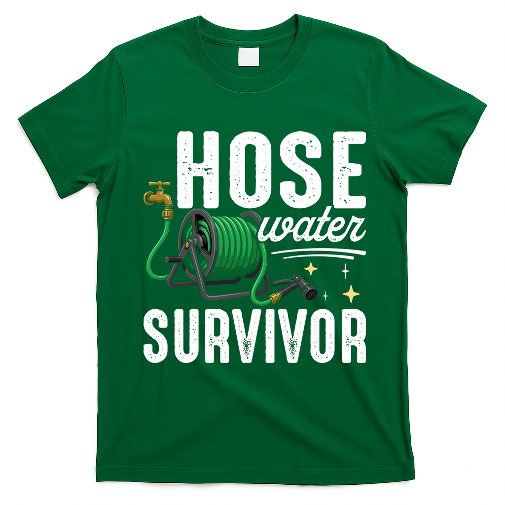 Hose Water Survicor Gardening Funny T-Shirt - Irish Green
