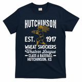 Hutchinson Wheat Shockers Kansas Vintage Baseball Team T-Shirt - Navy