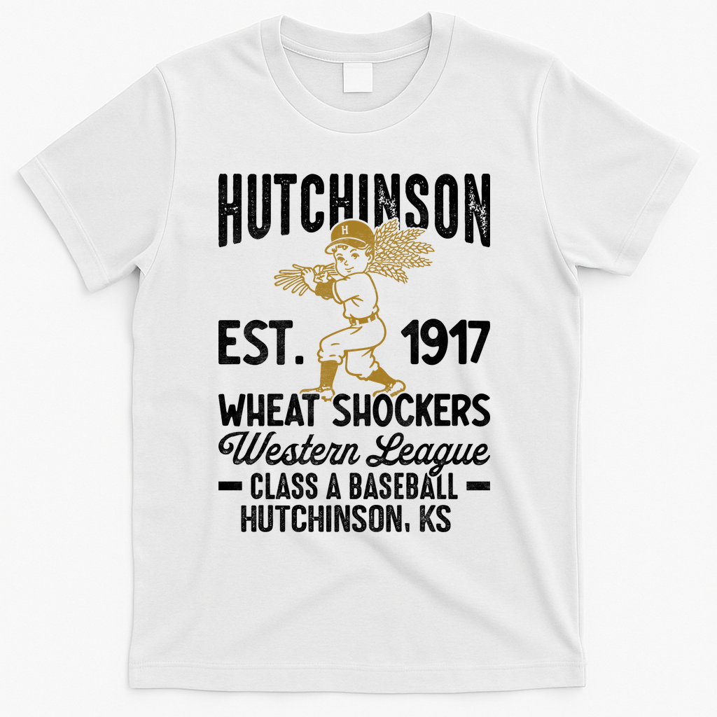 Hutchinson Wheat Shockers Kansas Vintage Baseball Team T-Shirt - White
