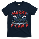 Have Yourself A Merry F-Caw-F Christmas Funny Crow T-Shirt - Navy Blue