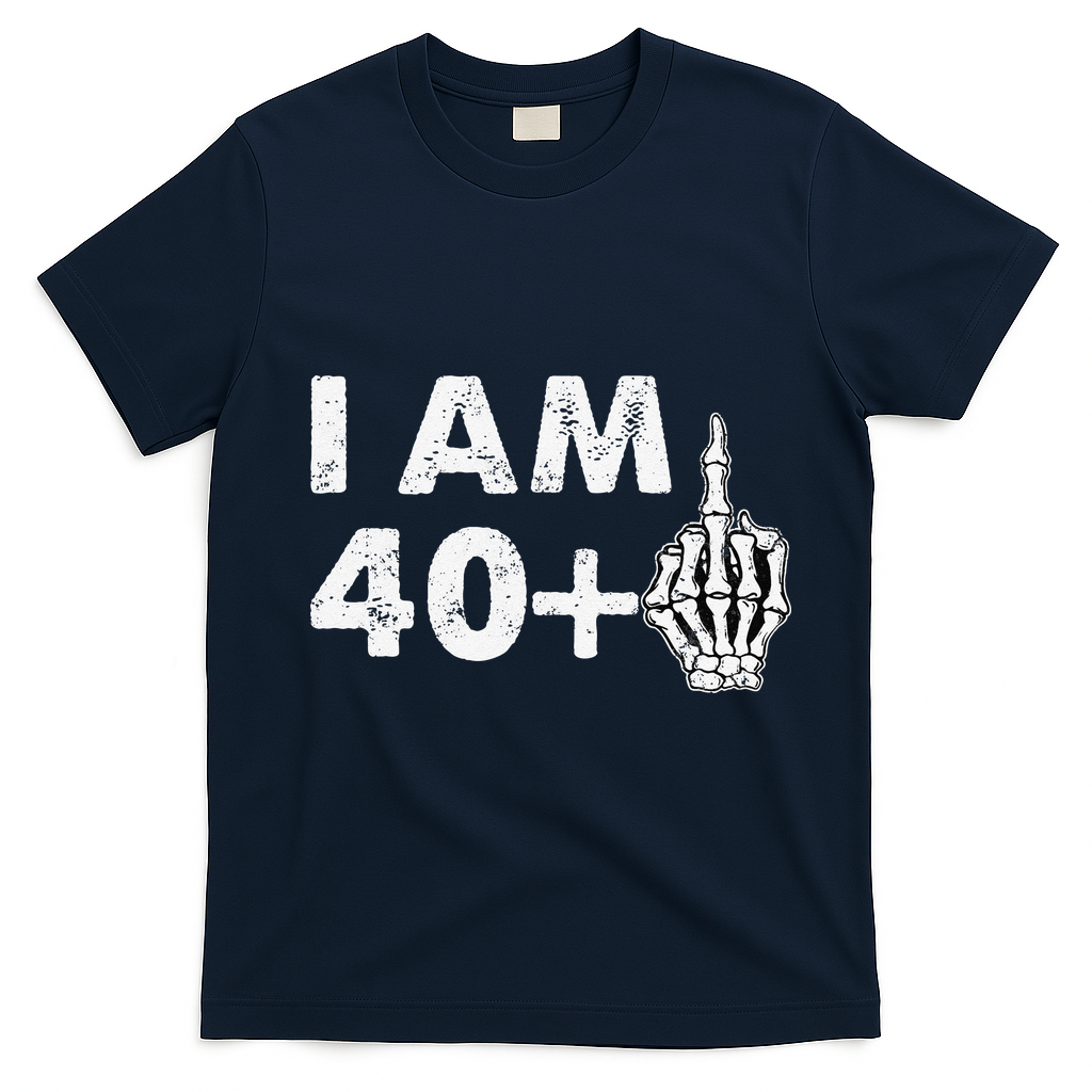 Im 41 Years Old Funny Skeleton Middle Finger 41st Birthday T-Shirt - Navy Blue