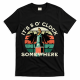 It's 5 O’clock Somewhere Summer Retro Sunset Drinking T-Shirt - Black