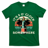 It's 5 O’clock Somewhere Summer Retro Sunset Drinking T-Shirt - Green