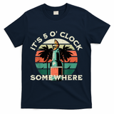 It's 5 O’clock Somewhere Summer Retro Sunset Drinking T-Shirt - Navy