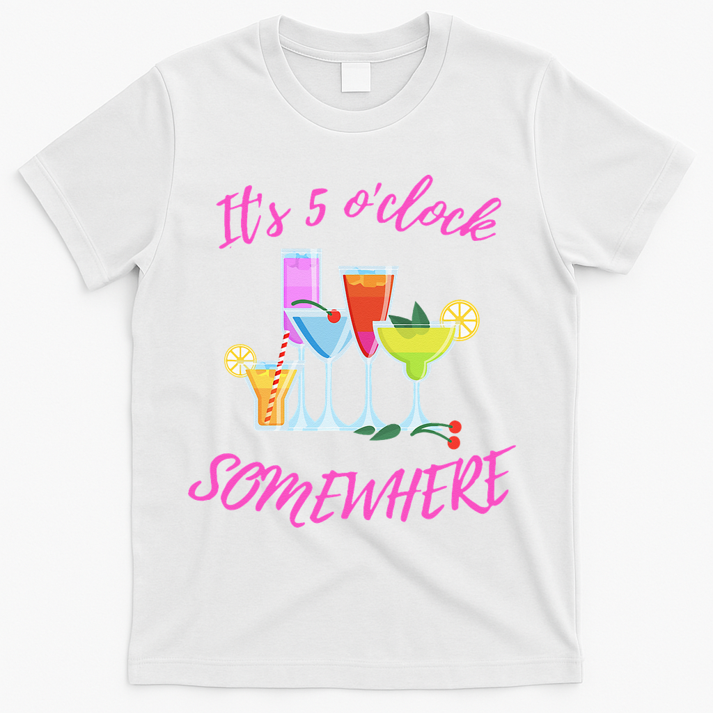 Its 5 O’clock Somewhere Hello Summer Beach Lover Summertime T-Shirt - White