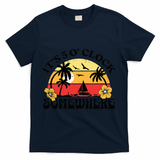 Its 5 O’clock Somewhere Summer Retro Sunset Drinking T-Shirt - Navy