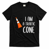 I Am A Traffic Cone Orange Lazy Easy Costumes Halloween T-Shirt - Black