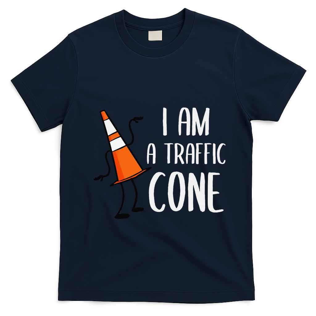I Am A Traffic Cone Orange Lazy Easy Costumes Halloween T-Shirt - Navy Blue