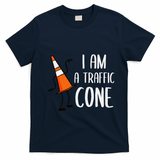 I Am A Traffic Cone Orange Lazy Easy Costumes Halloween T-Shirt - Navy Blue