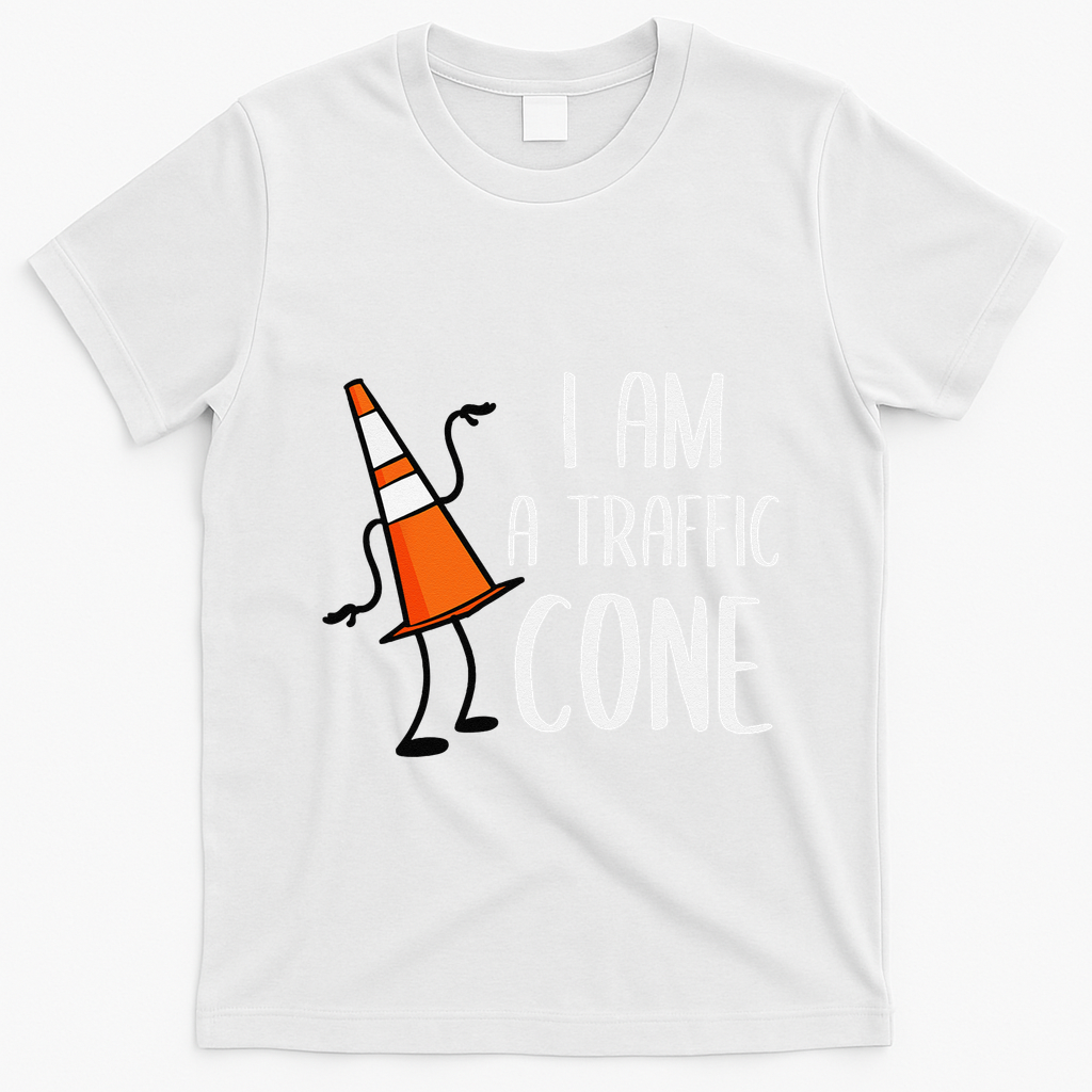 I Am A Traffic Cone Orange Lazy Easy Costumes Halloween T-Shirt - White