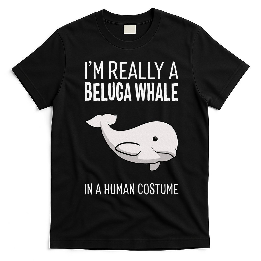Im A Beluga Whale In A Human Costume Halloween Gift Cute T-Shirt - Black