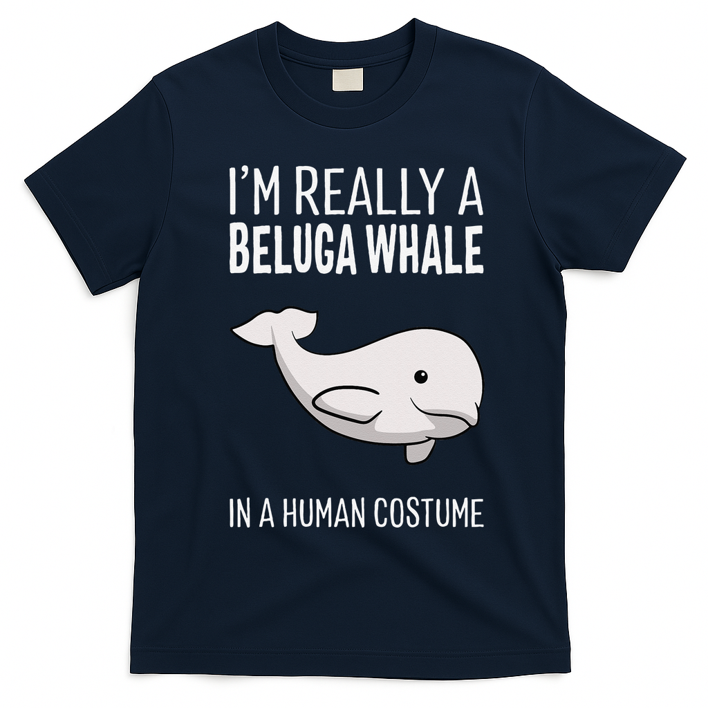 Im A Beluga Whale In A Human Costume Halloween Gift Cute T-Shirt - Navy Blue