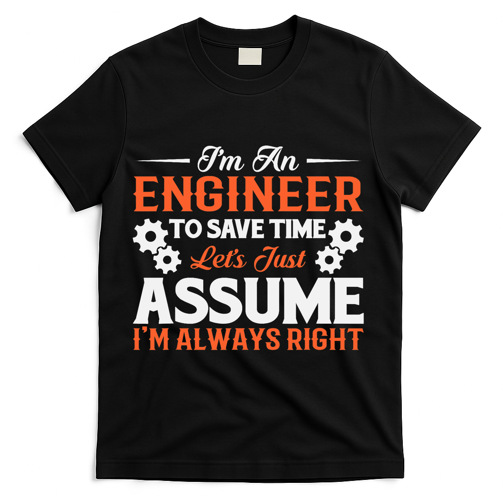 I’m An Engineer To Save Time Let’s Just Assume I Am Right T-Shirt - Black
