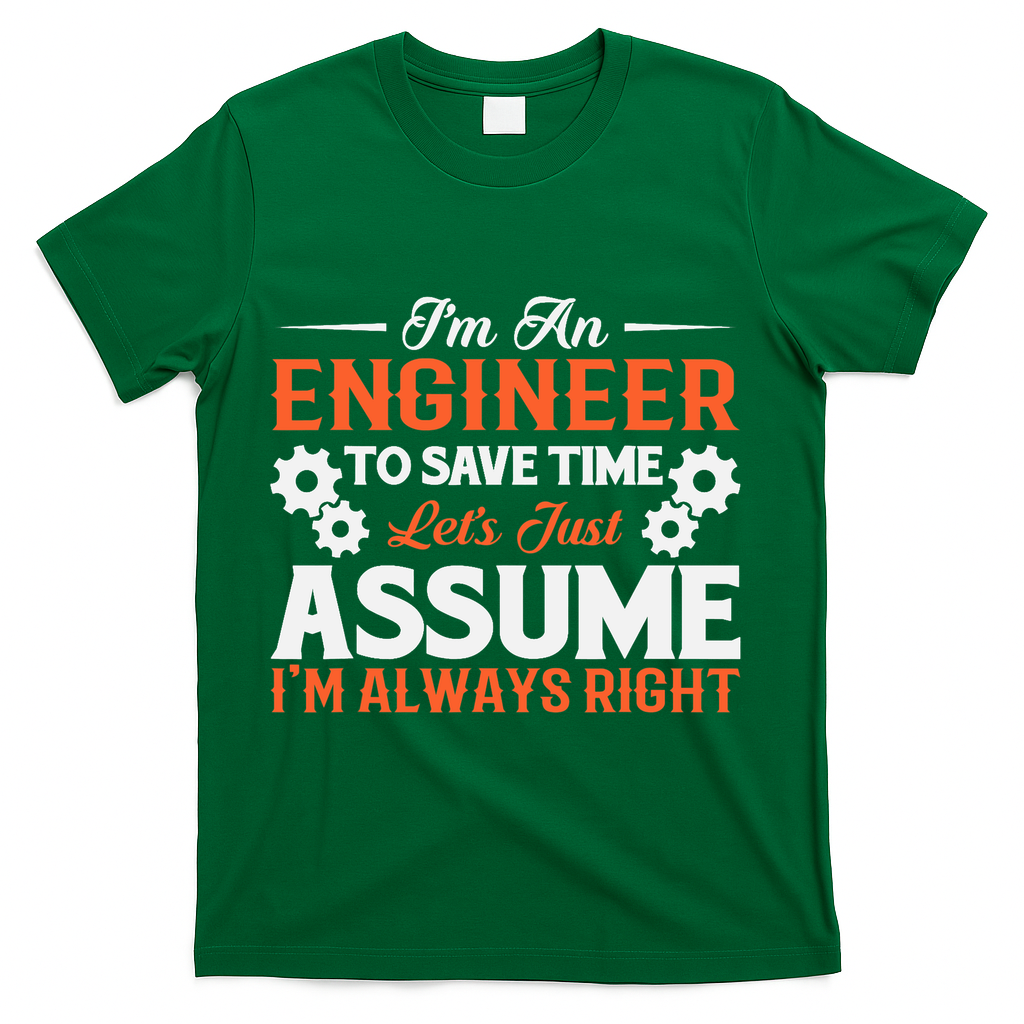 I’m An Engineer To Save Time Let’s Just Assume I Am Right T-Shirt - Green