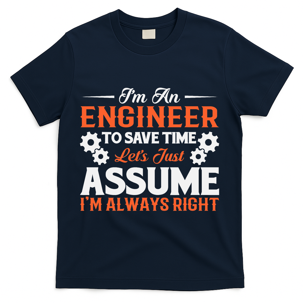 I’m An Engineer To Save Time Let’s Just Assume I Am Right T-Shirt - Navy