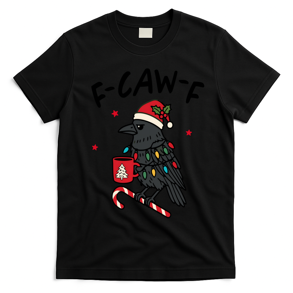 It’s An F-Caw-F Kind Of Christmas Crow Xmas T-Shirt - Black