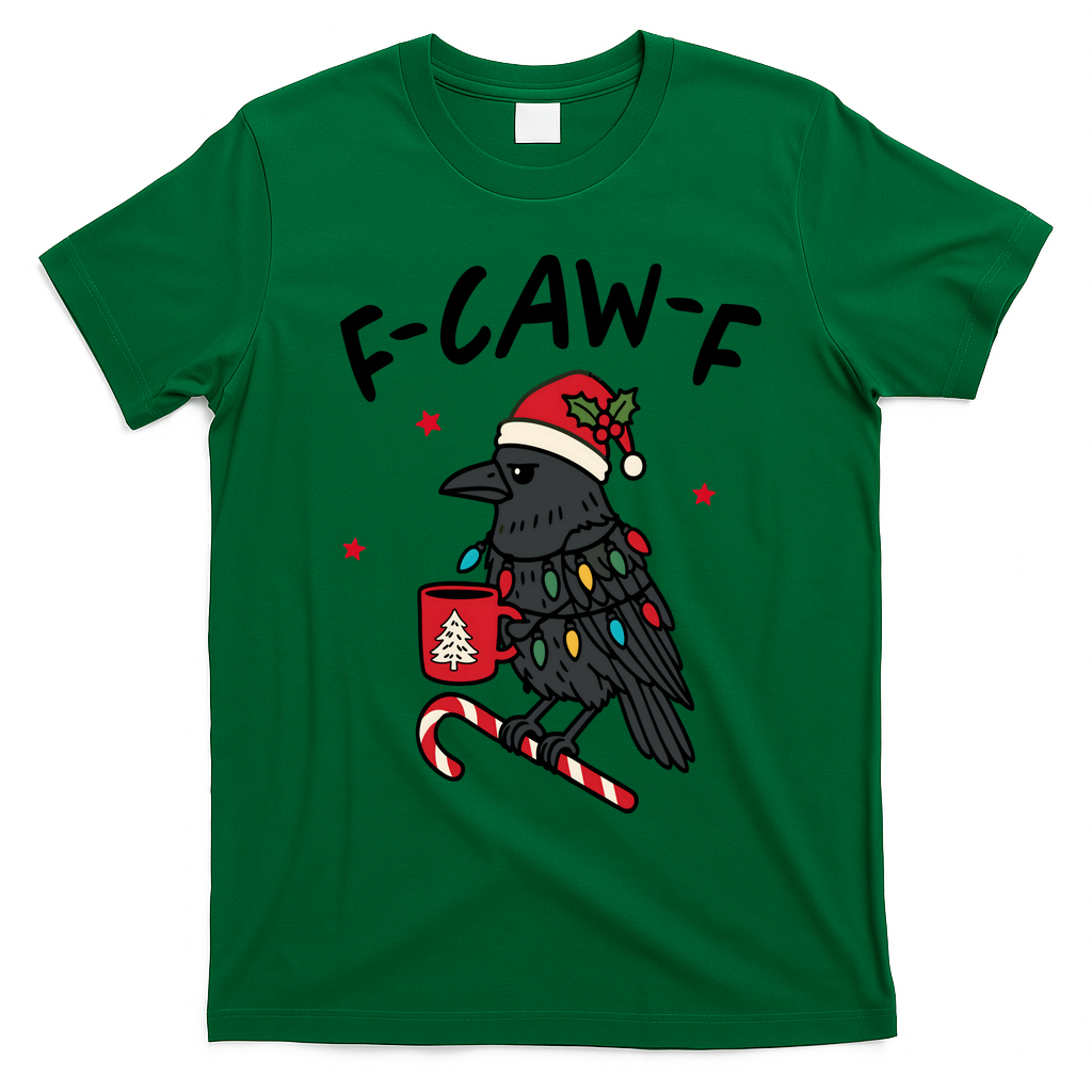 It’s An F-Caw-F Kind Of Christmas Crow Xmas T-Shirt - Irish Green