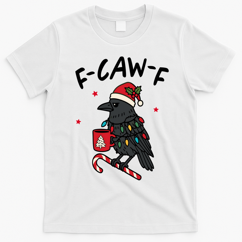It’s An F-Caw-F Kind Of Christmas Crow Xmas T-Shirt - White