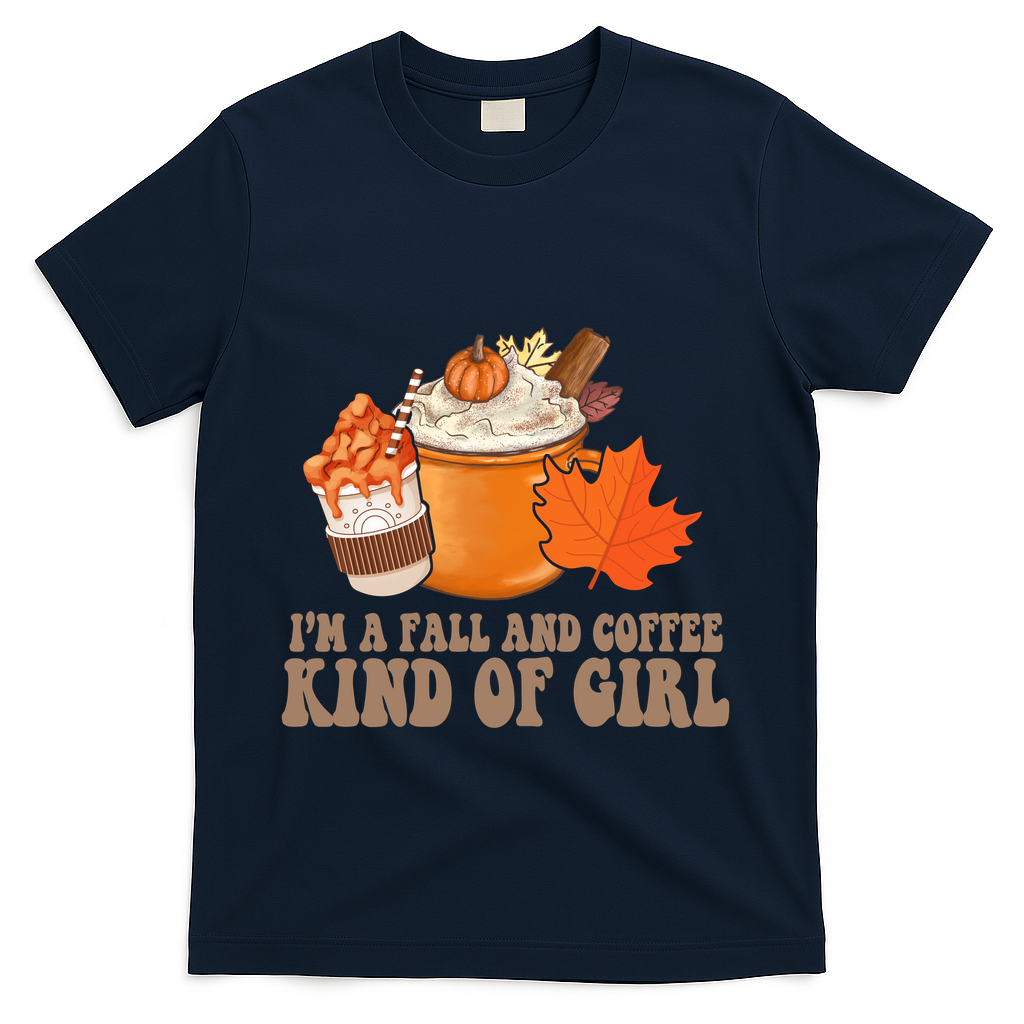 Im A Fall And Coffee Kind Of Girl Cute T-Shirt - Navy