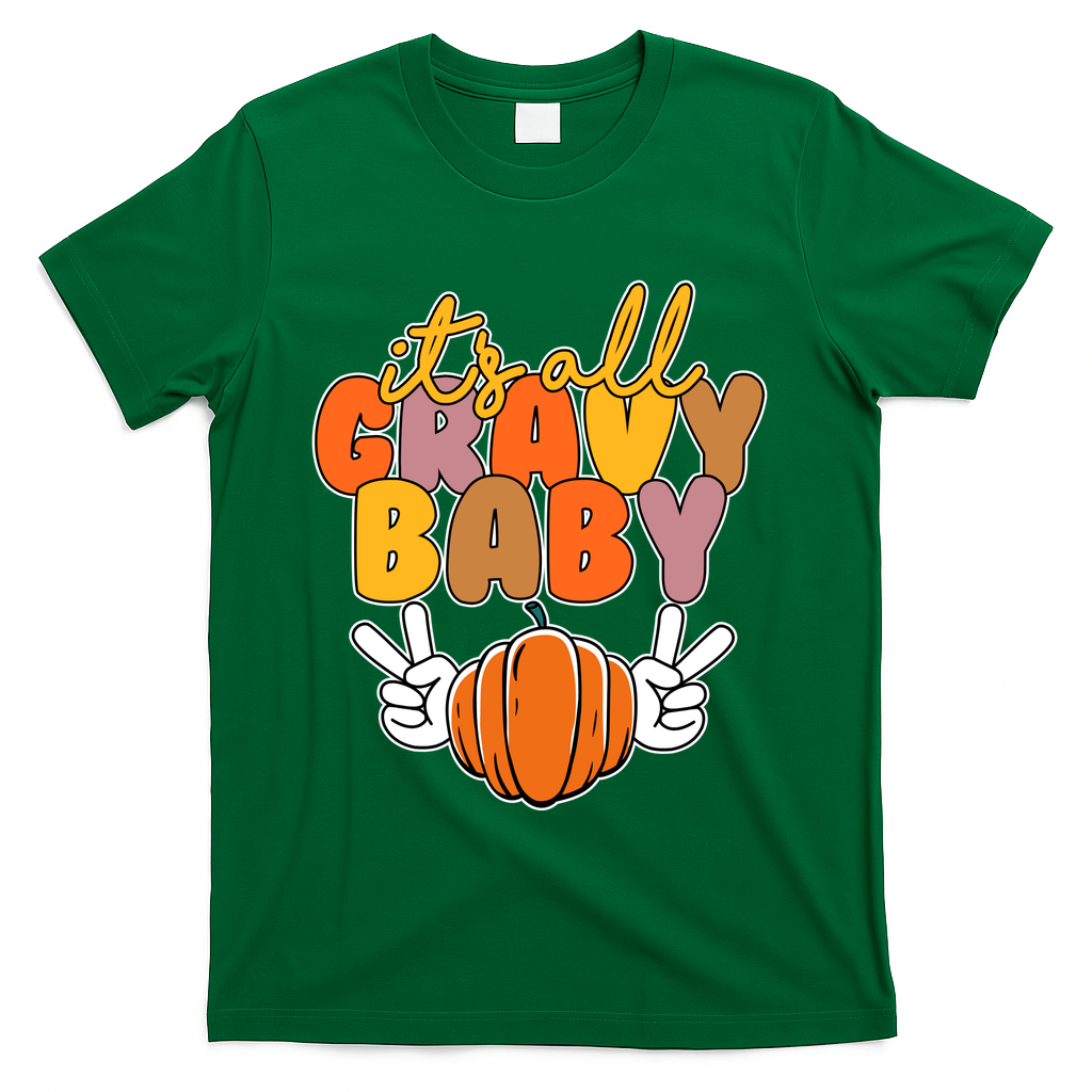 Its All Gravy Baby Pumpkin Fall Funny T-Shirt - Green