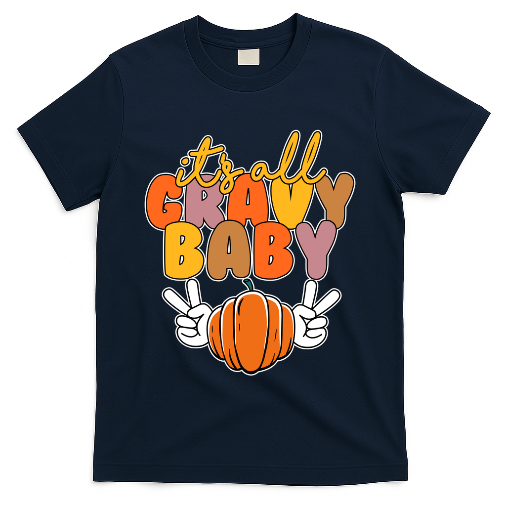 Its All Gravy Baby Pumpkin Fall Funny T-Shirt - Navy
