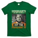 Immigrants Are Not Criminals But The President Is Funny T-Shirt - Green
