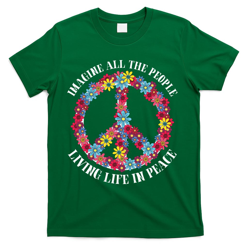 Imagine All The People Living Life In Peace T-Shirt - Green