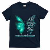 I Am The Storm Ovarian Cancer Awareness Butterfly Gift T-Shirt - Navy Blue
