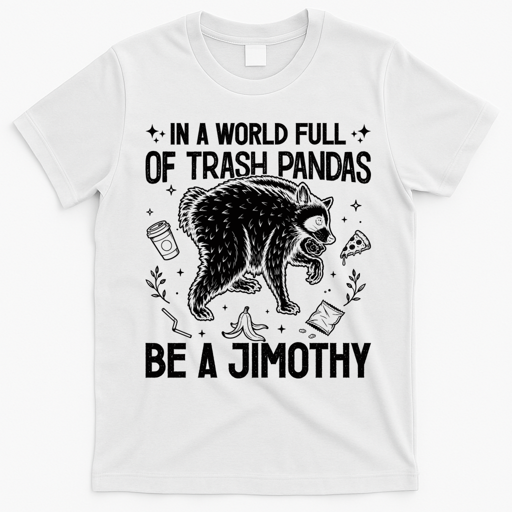 In A World Full Of Trash Pandas Be A Jimothy Raccoon T-Shirt - White